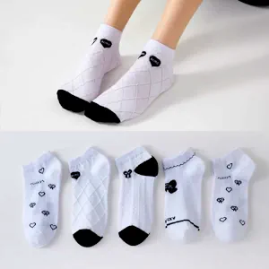 Kit 5 pares meias femininas de algodão